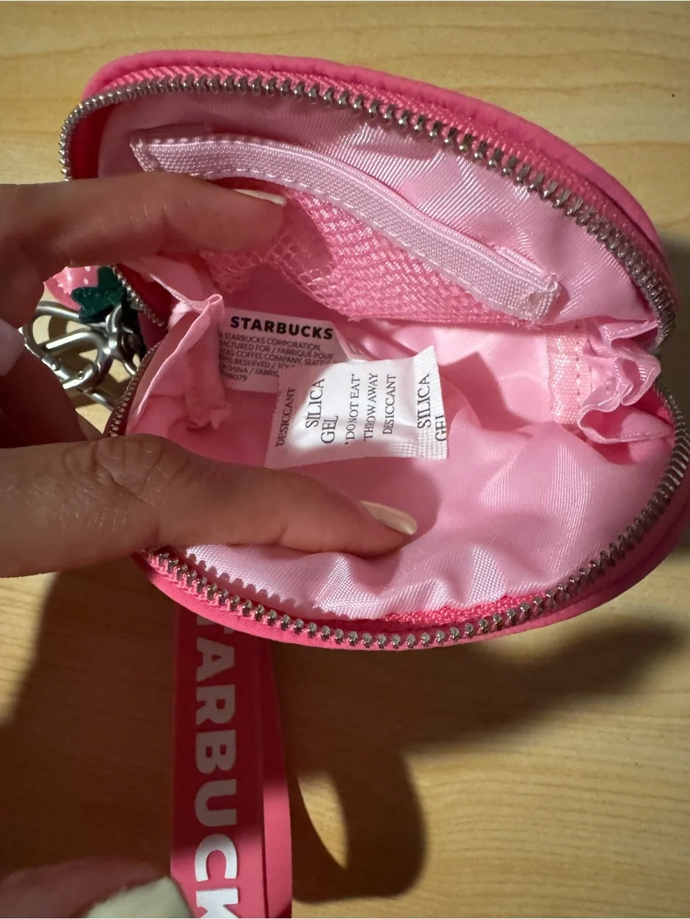 Starbucks Hot Pink Keyring Pouch with Strawberry & Cup Charms